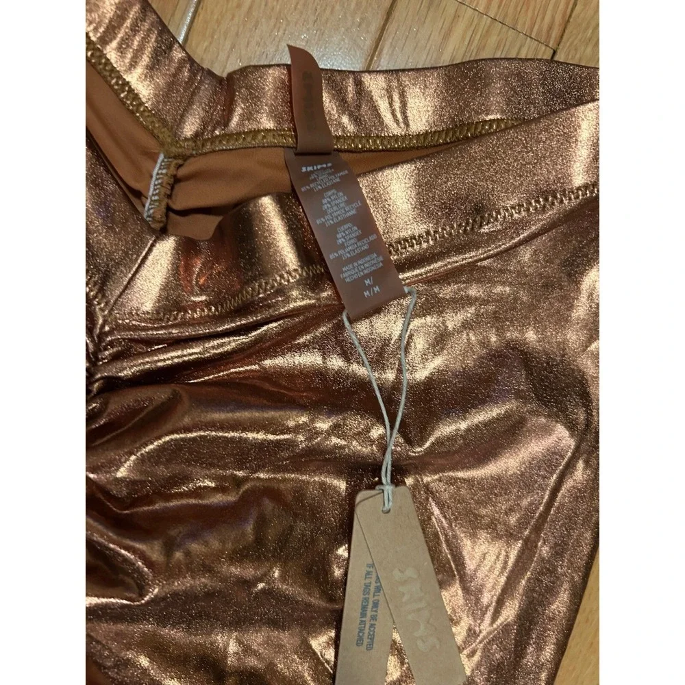 Skims Metallic Swim V Waist Pants In Penny Size Medium NWT